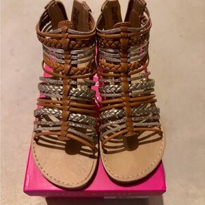 Kelly & Katie Tan and Silver Strappy Sandals